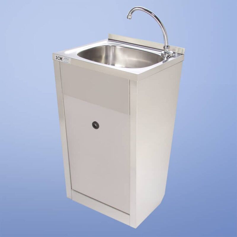 Lavamanos de pie con grifo electrĂłnico a baterĂa