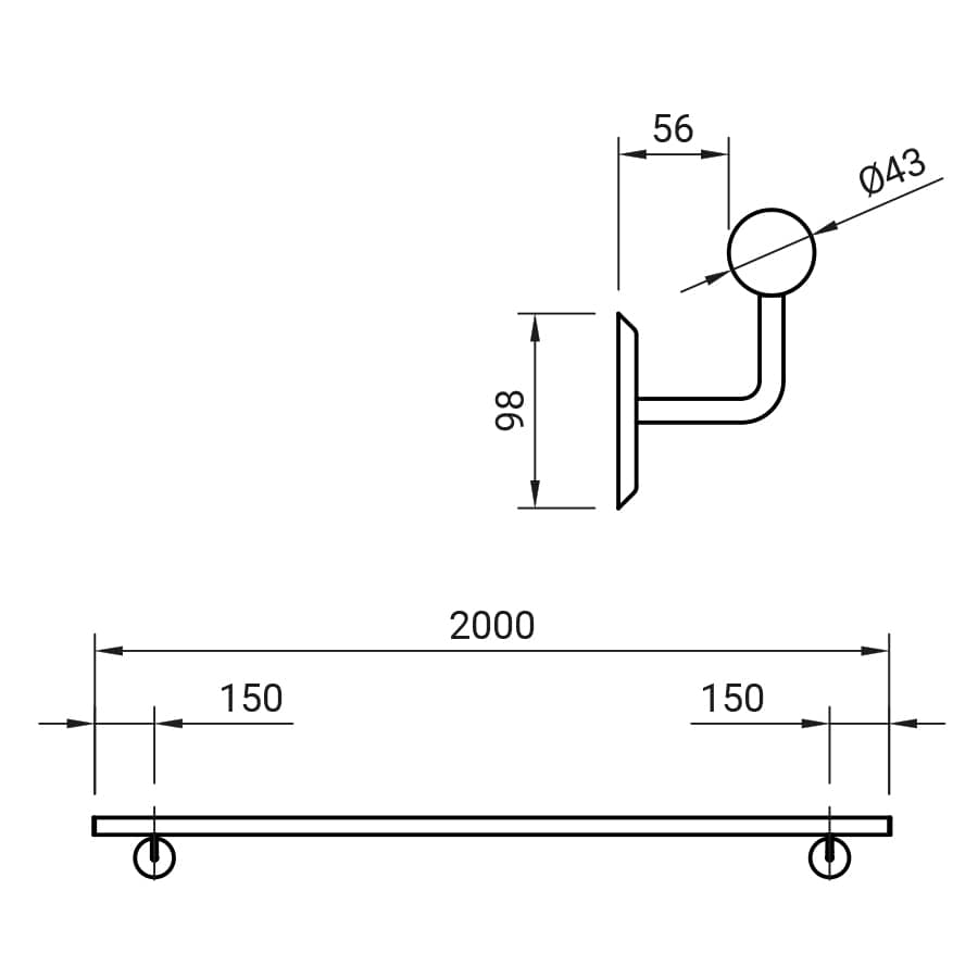 Pasamanos inoxidable satinado ø43x2000 - Imagen 2
