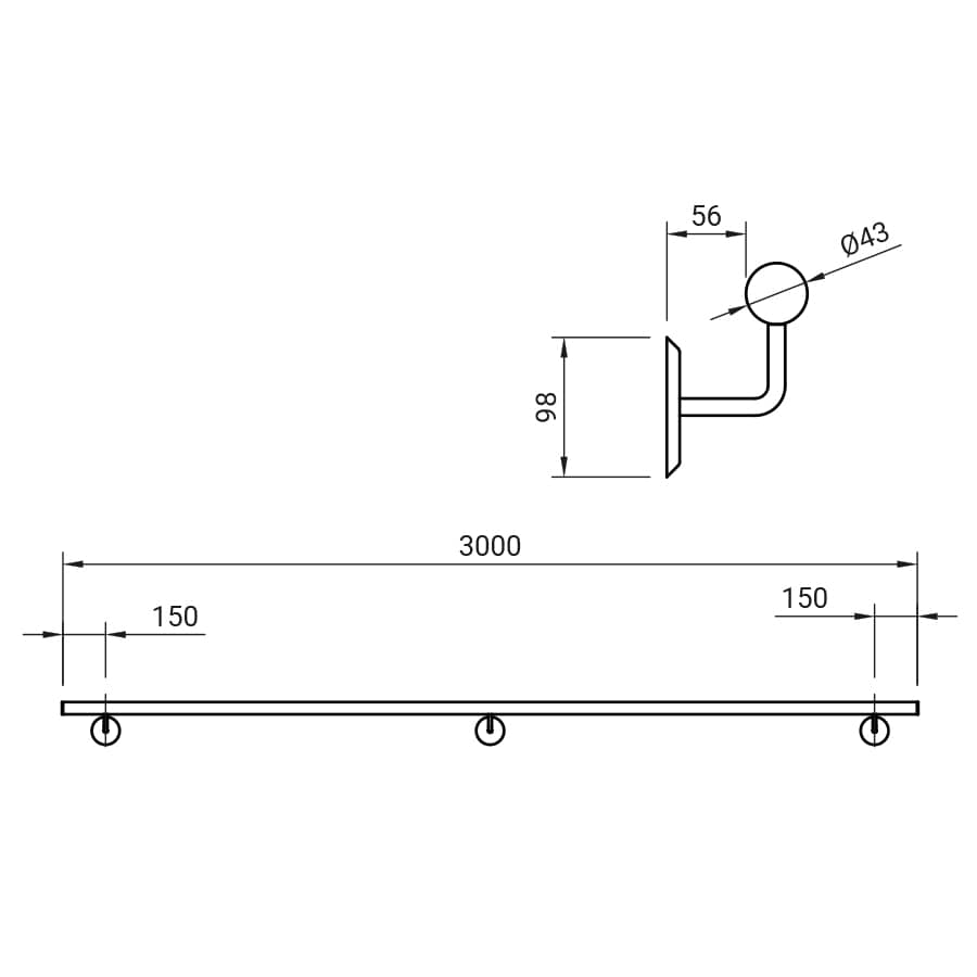 Pasamanos inoxidable satinado ø43x3000 - Imagen 2